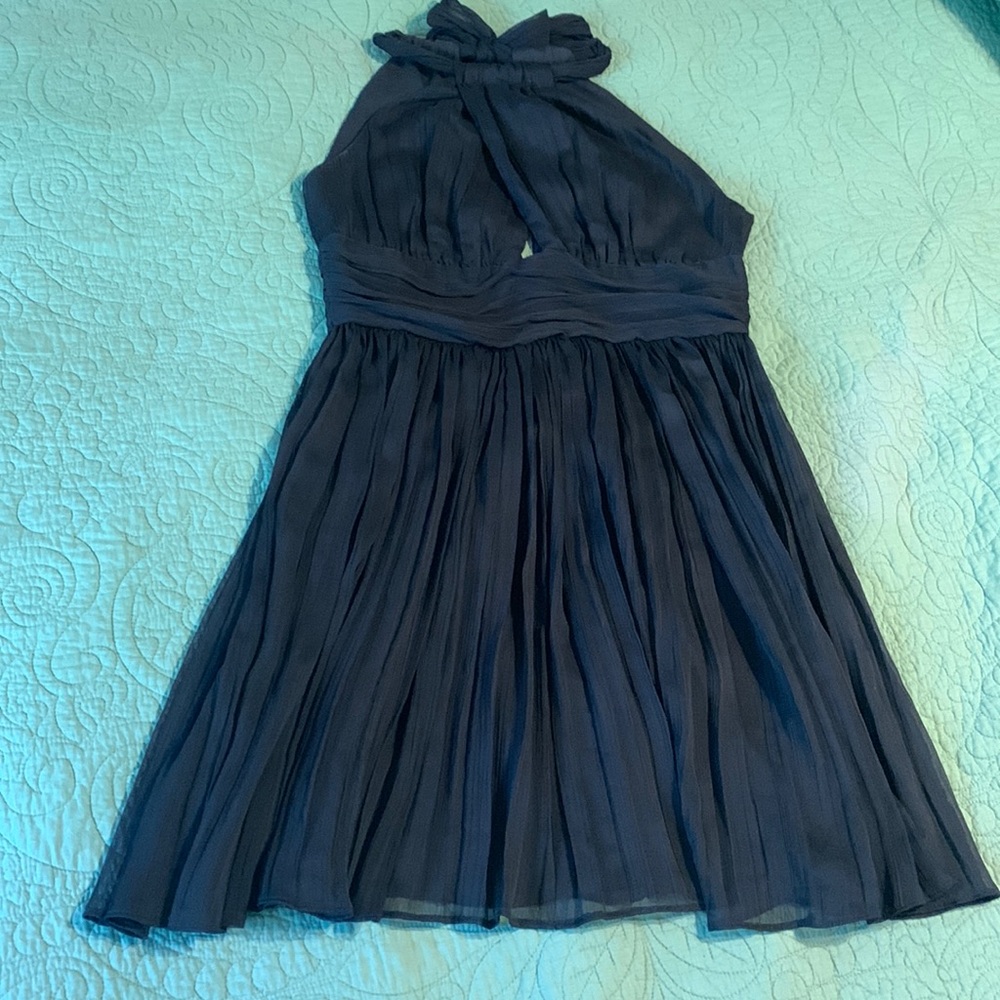 BB Dakota black high neck pleated dress with front cut out